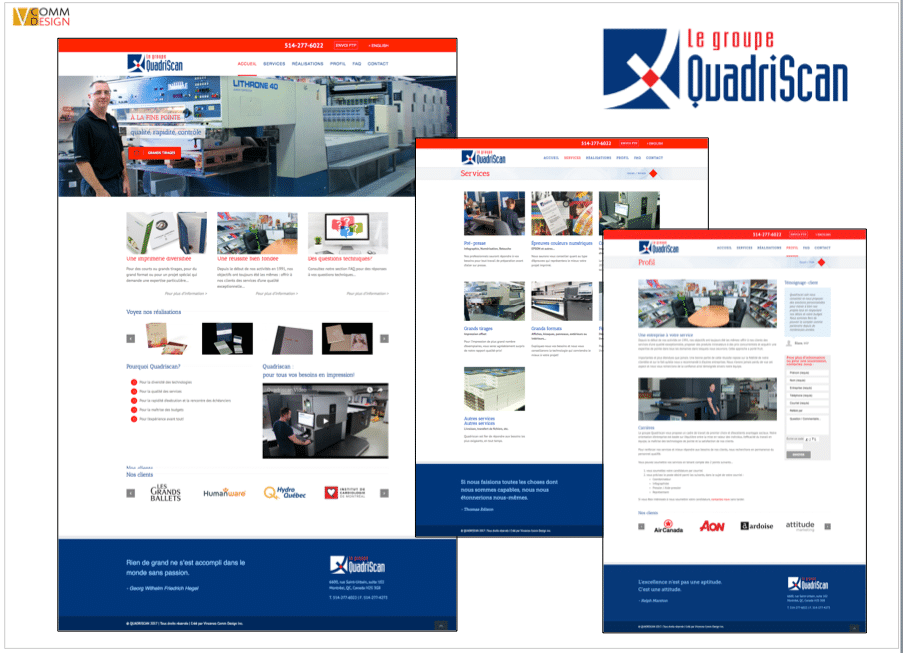 Le site internet Quadriscan à l'image de leur logo